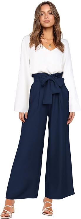 FANCYINN-Conjunto-de-Pantalones-de-2-Piezas-Mangas-largas-para-Mujer-Pantalones-de-Bolsa-de-Papel-recortados-de-Cintura-Alta-con-Cuello-en-V-y-Tirantes-Anchos-con-cinturon Cómo Vestirse para una Entrevista: Guía Completa para Proyectar Confianza y Profesionalismo