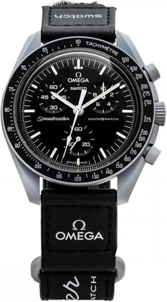 Omega-x-Swatch-Moon-Swatch-Mission-to-The-Moon-Speedmaster-Negro-566x1024 Los 8 Mejores Relojes para Hombre en 2024: Estilo y Funcionalidad